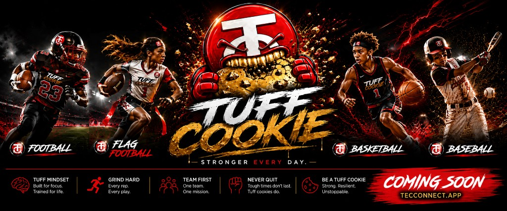 Tecconnect Tuff Cookie Gear — athletic merch for football, basketball, baseball, and more